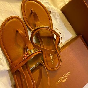 New Coach Caterine Semi Matte Calf, Saddle Sandal